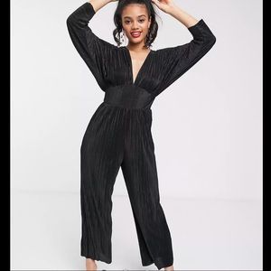 Kimono Sleeve Plisse Jumpsuit